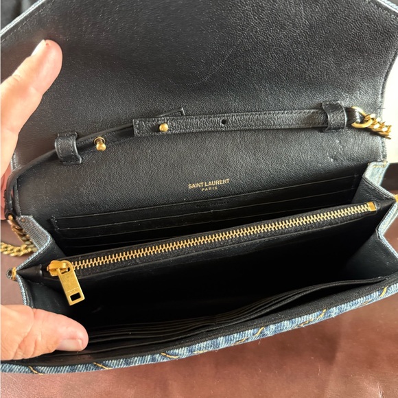 Yves Saint Laurent Blue Denim Wallet on Chain - Picture 3 of 10